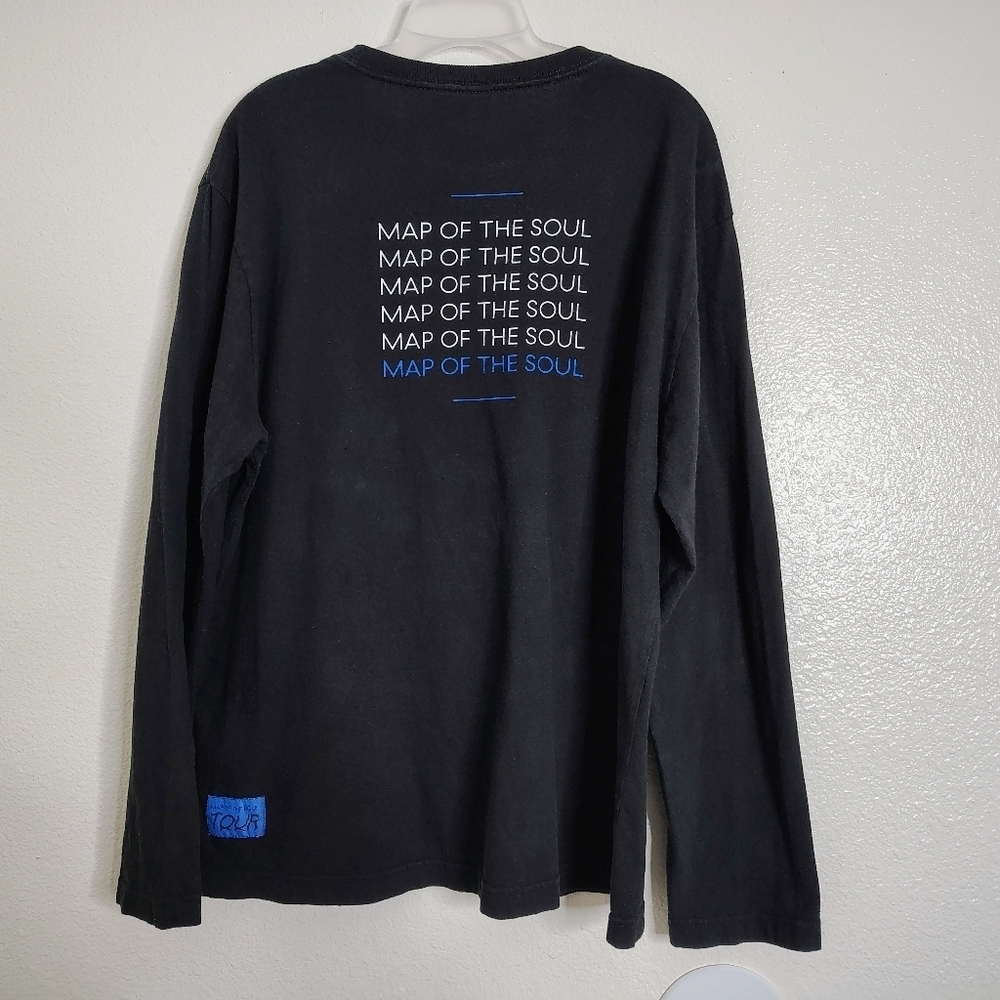 BTS Big Hit "Map Of Soul Tour" Black Long Sleeve Graphic Tee Sz L Unisex